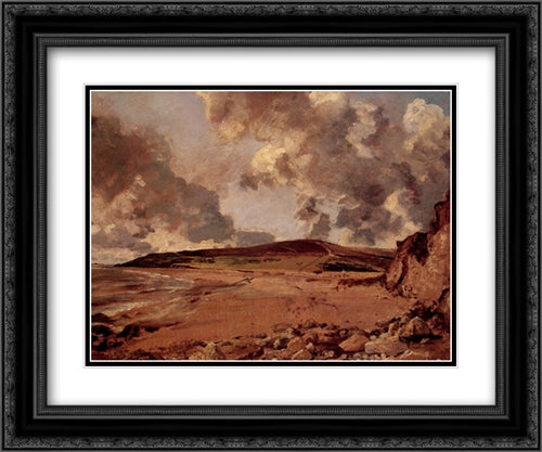 Weymouth Bay 24x20 Black Ornate Wood Framed Art Print Poster with Double Matting by Constable, John