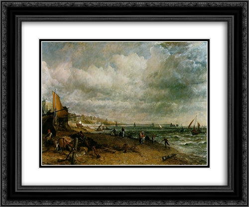 Chain Pier, Brighton 24x20 Black Ornate Wood Framed Art Print Poster with Double Matting by Constable, John