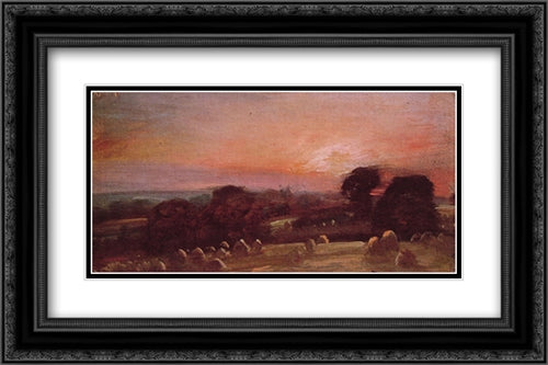 A Hayfield at East Bergholt 24x16 Black Ornate Wood Framed Art Print Poster with Double Matting by Constable, John