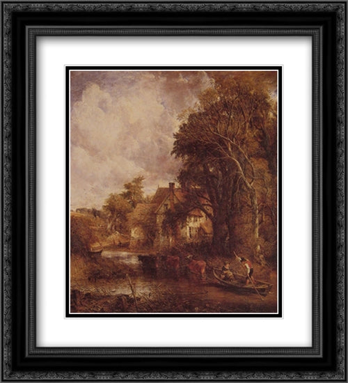 The Valley Farm 20x22 Black Ornate Wood Framed Art Print Poster with Double Matting by Constable, John