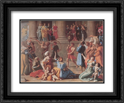 The Triumph of David [detail] 24x20 Black Ornate Wood Framed Art Print Poster with Double Matting by Poussin, Nicolas