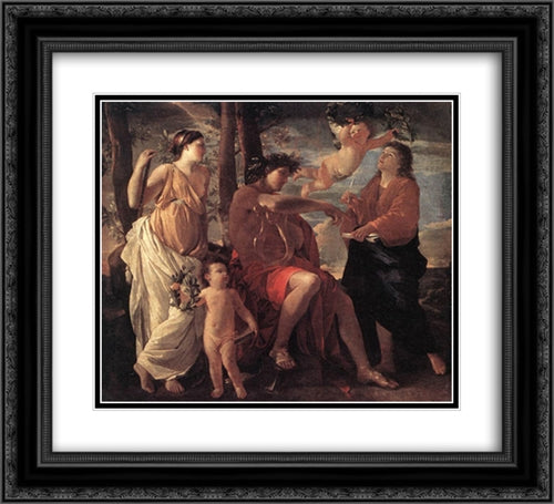 The Inspiration of the Poet 22x20 Black Ornate Wood Framed Art Print Poster with Double Matting by Poussin, Nicolas