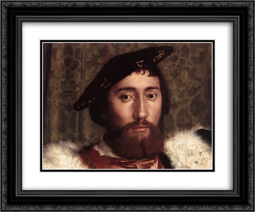 The Ambassadors [detail: 2] 24x20 Black Ornate Wood Framed Art Print Poster with Double Matting by Holbein the Younger, Hans