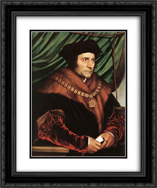 Sir Thomas More 20x24 Black Ornate Wood Framed Art Print Poster with Double Matting by Holbein the Younger, Hans