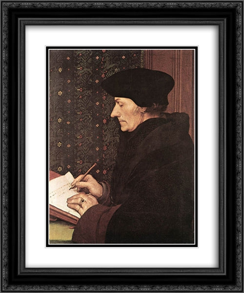 Erasmus 20x24 Black Ornate Wood Framed Art Print Poster with Double Matting by Holbein the Younger, Hans