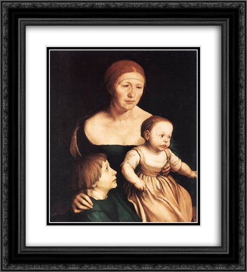 The Artist's Family 20x22 Black Ornate Wood Framed Art Print Poster with Double Matting by Holbein the Younger, Hans