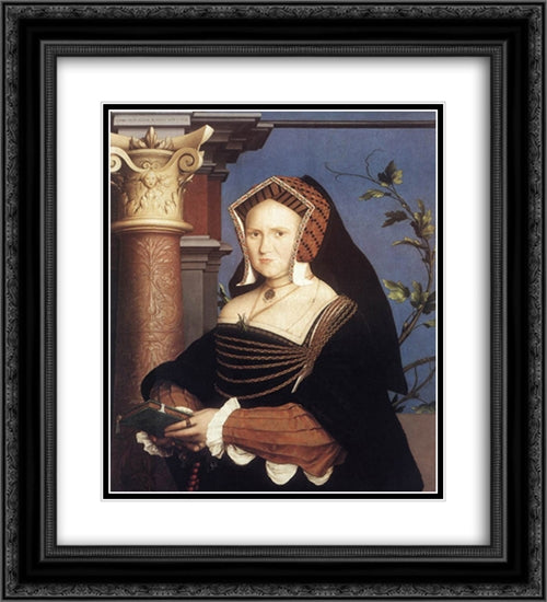 Portrait of Lady Mary Guildford 20x22 Black Ornate Wood Framed Art Print Poster with Double Matting by Holbein the Younger, Hans