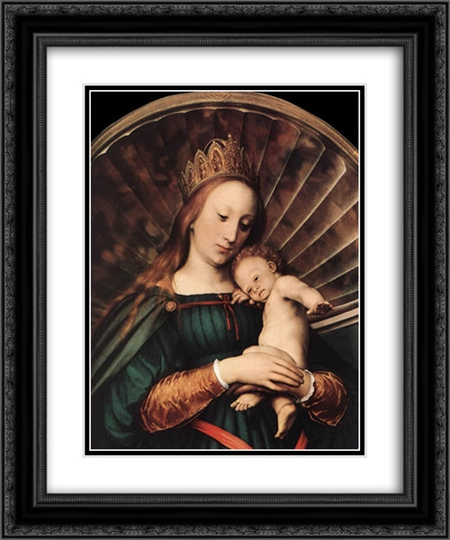 Darmstadt Madonna [detail: 1] 20x24 Black Ornate Wood Framed Art Print Poster with Double Matting by Holbein the Younger, Hans