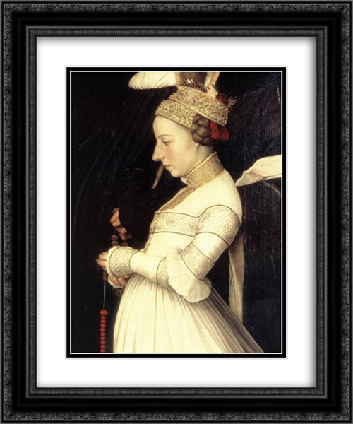 Darmstadt Madonna [detail: 3] 20x24 Black Ornate Wood Framed Art Print Poster with Double Matting by Holbein the Younger, Hans