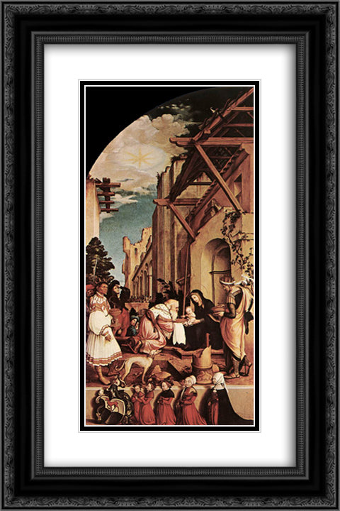 The Oberried Altarpiece (left wing) 16x24 Black Ornate Wood Framed Art Print Poster with Double Matting by Holbein the Younger, Hans