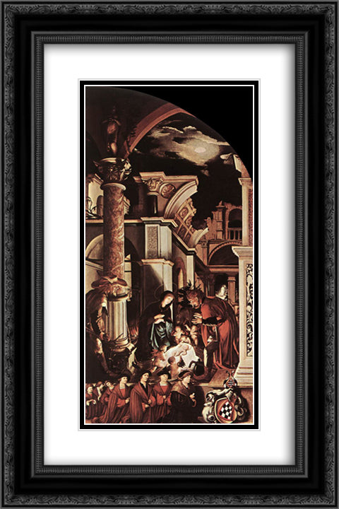 The Oberried Altarpiece (right wing) 16x24 Black Ornate Wood Framed Art Print Poster with Double Matting by Holbein the Younger, Hans