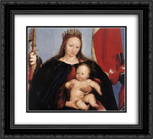 The Solothurn Madonna [detail: 1] 22x20 Black Ornate Wood Framed Art Print Poster with Double Matting by Holbein the Younger, Hans