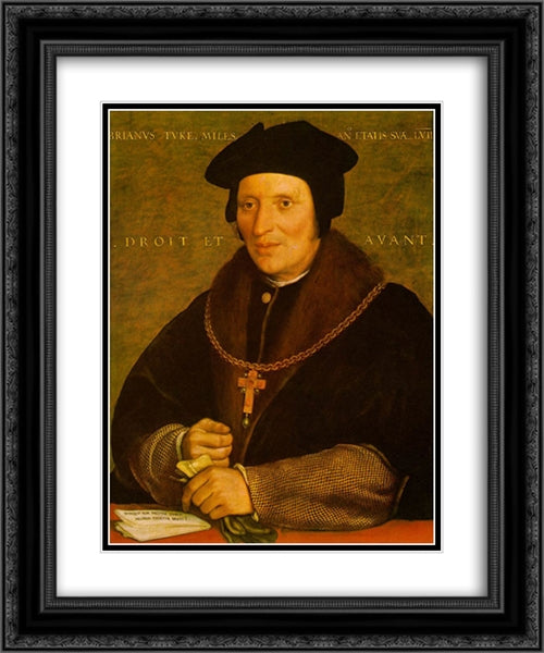 Sir Brian Tuke 20x24 Black Ornate Wood Framed Art Print Poster with Double Matting by Holbein the Younger, Hans