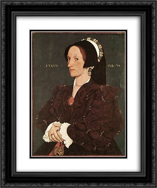 Portrait of Margaret Wyatt, Lady Lee 20x24 Black Ornate Wood Framed Art Print Poster with Double Matting by Holbein the Younger, Hans