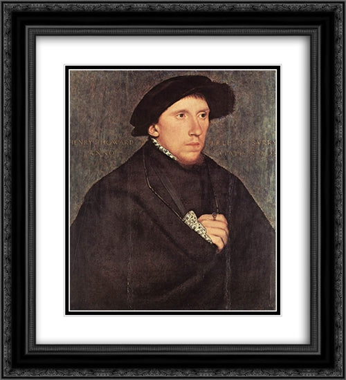 Portrait of Henry Howard, the Earl of Surrey 20x22 Black Ornate Wood Framed Art Print Poster with Double Matting by Holbein the Younger, Hans