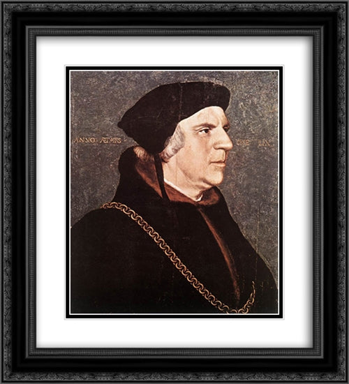 Portrait of Sir William Butts 20x22 Black Ornate Wood Framed Art Print Poster with Double Matting by Holbein the Younger, Hans