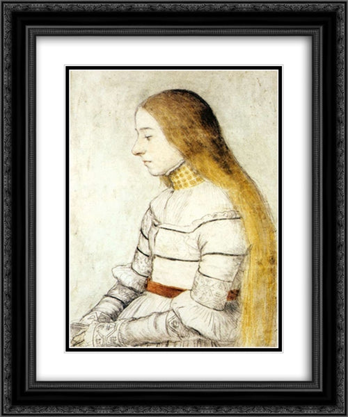 Portrait of Anna Meyer 20x24 Black Ornate Wood Framed Art Print Poster with Double Matting by Holbein the Younger, Hans