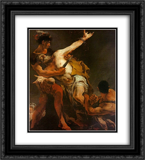 The Martyrdom of St. Bartholomew 20x22 Black Ornate Wood Framed Art Print Poster with Double Matting by Tiepolo, Giovanni Battista
