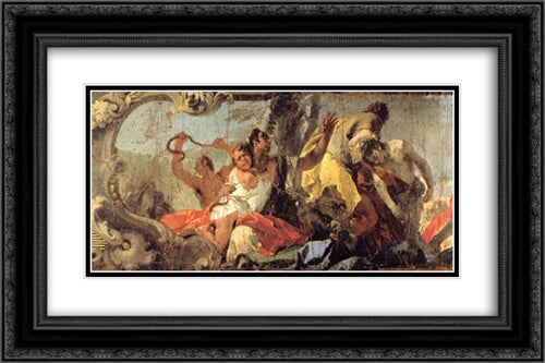 The Scourge of the Serpents [detail #1] 24x16 Black Ornate Wood Framed Art Print Poster with Double Matting by Tiepolo, Giovanni Battista