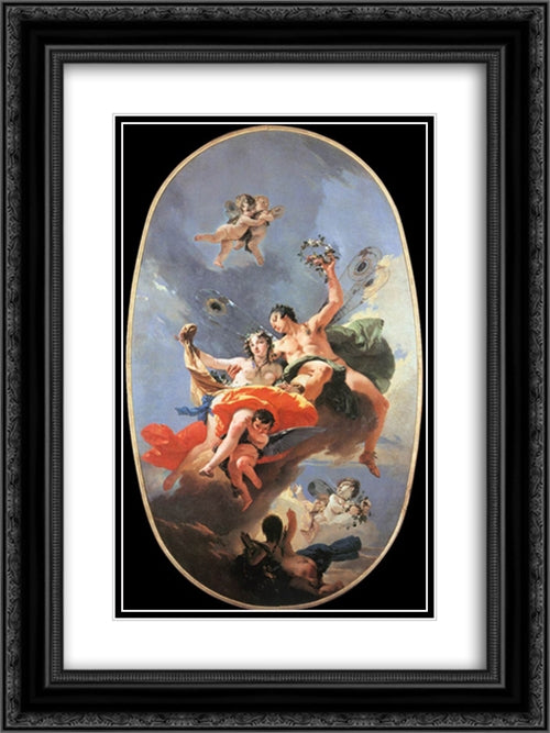 The Triumph of Zephyr and Flora 18x24 Black Ornate Wood Framed Art Print Poster with Double Matting by Tiepolo, Giovanni Battista