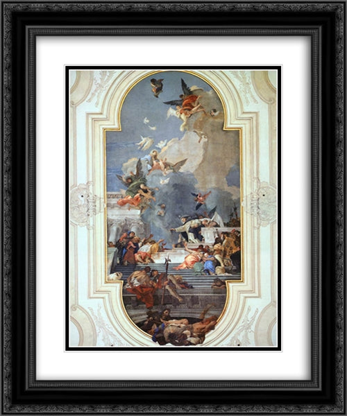 The Institution of the Rosary 20x24 Black Ornate Wood Framed Art Print Poster with Double Matting by Tiepolo, Giovanni Battista