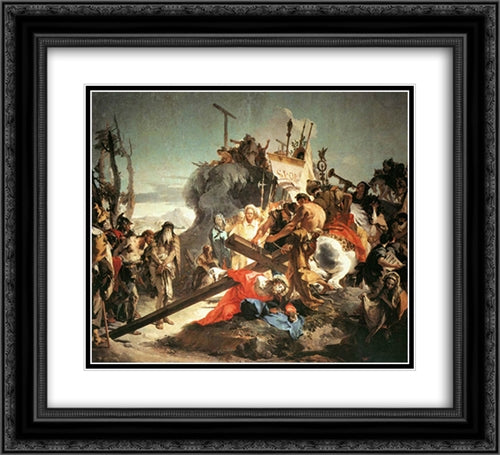 Christ Carrying the Cross 22x20 Black Ornate Wood Framed Art Print Poster with Double Matting by Tiepolo, Giovanni Battista