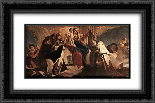 The Madonna of Mount Carmel [detail #1] 24x16 Black Ornate Wood Framed Art Print Poster with Double Matting by Tiepolo, Giovanni Battista