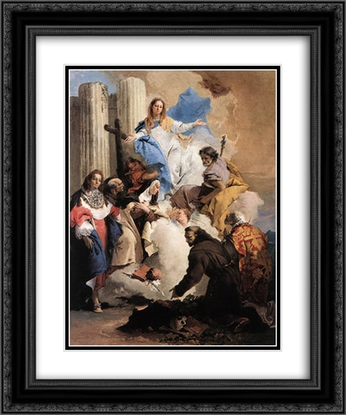 The Virgin with Six Saints 20x24 Black Ornate Wood Framed Art Print Poster with Double Matting by Tiepolo, Giovanni Battista