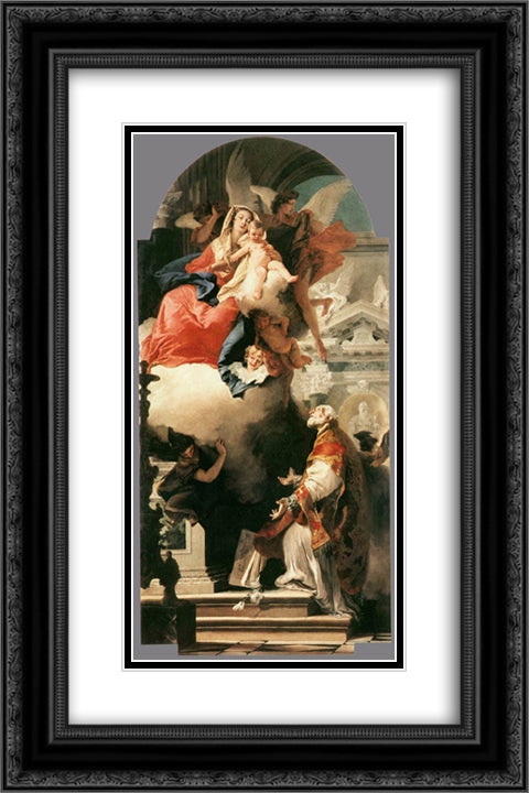 The Virgin Appearing to St Philip Neri 16x24 Black Ornate Wood Framed Art Print Poster with Double Matting by Tiepolo, Giovanni Battista
