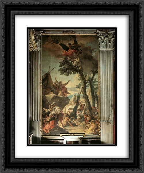 The Gathering of Manna 20x24 Black Ornate Wood Framed Art Print Poster with Double Matting by Tiepolo, Giovanni Battista