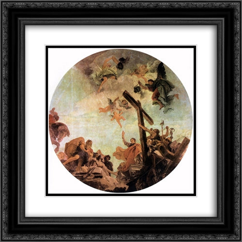 Discovery of the True Cross 20x20 Black Ornate Wood Framed Art Print Poster with Double Matting by Tiepolo, Giovanni Battista