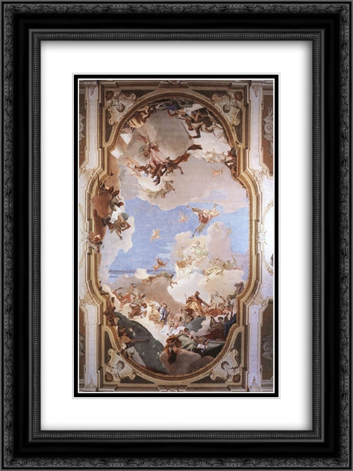 The Apotheosis of the Pisani Family 18x24 Black Ornate Wood Framed Art Print Poster with Double Matting by Tiepolo, Giovanni Battista