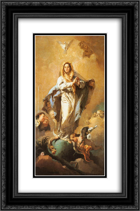 The Immaculate Conception 16x24 Black Ornate Wood Framed Art Print Poster with Double Matting by Tiepolo, Giovanni Battista