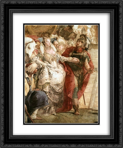 The Meeting of Anthony and Cleopatra [detail #1] 20x24 Black Ornate Wood Framed Art Print Poster with Double Matting by Tiepolo, Giovanni Battista