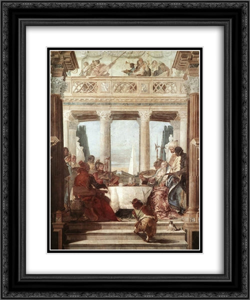 The Banquet of Cleopatra 20x24 Black Ornate Wood Framed Art Print Poster with Double Matting by Tiepolo, Giovanni Battista