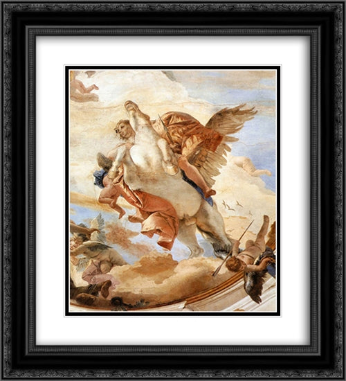 Bellerophon on Pegasus [detail #1] 20x22 Black Ornate Wood Framed Art Print Poster with Double Matting by Tiepolo, Giovanni Battista