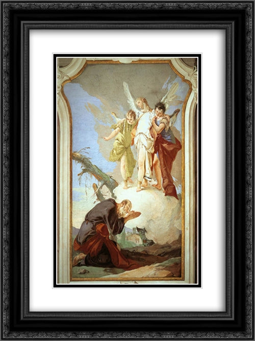 The Three Angels Appearing to Abraham 18x24 Black Ornate Wood Framed Art Print Poster with Double Matting by Tiepolo, Giovanni Battista