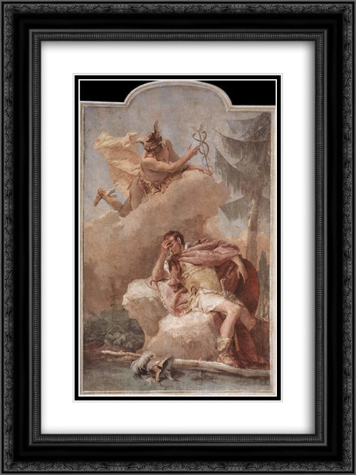 Mercury Appearing to Aeneas 18x24 Black Ornate Wood Framed Art Print Poster with Double Matting by Tiepolo, Giovanni Battista