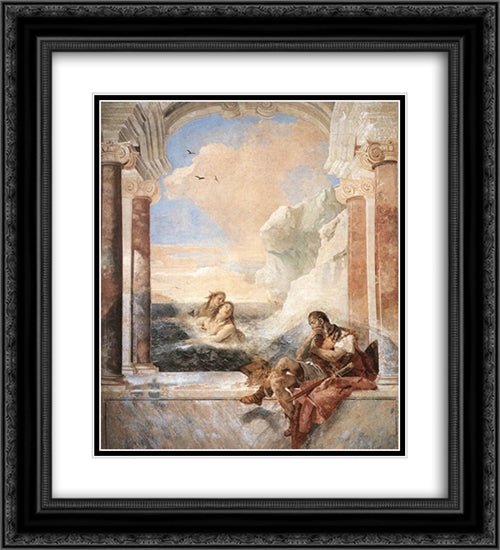 Thetis Consoling Achilles 20x22 Black Ornate Wood Framed Art Print Poster with Double Matting by Tiepolo, Giovanni Battista