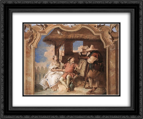 Angelica and Medoro with the Shepherds 24x20 Black Ornate Wood Framed Art Print Poster with Double Matting by Tiepolo, Giovanni Battista