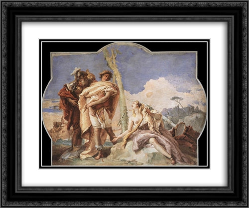 Rinaldo Abandoning Armida 24x20 Black Ornate Wood Framed Art Print Poster with Double Matting by Tiepolo, Giovanni Battista