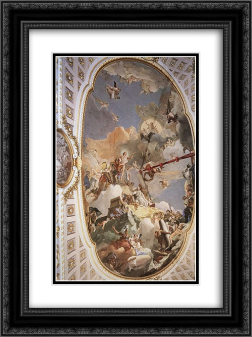 The Apotheosis of the Spanish Monarchy 18x24 Black Ornate Wood Framed Art Print Poster with Double Matting by Tiepolo, Giovanni Battista