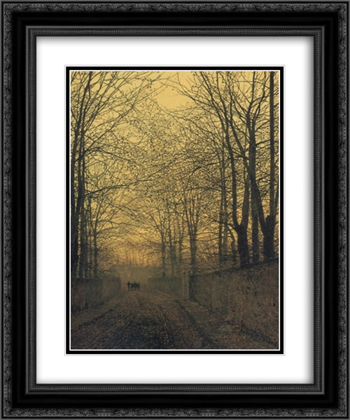 October Gold 20x24 Black Ornate Wood Framed Art Print Poster with Double Matting by Grimshaw, John Atkinson