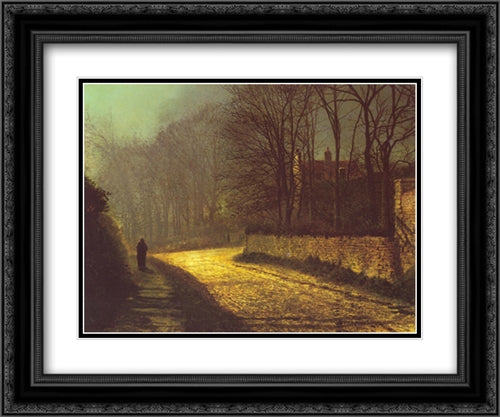 The Lovers 24x20 Black Ornate Wood Framed Art Print Poster with Double Matting by Grimshaw, John Atkinson