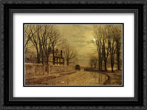The Turn of the Road 24x18 Black Ornate Wood Framed Art Print Poster with Double Matting by Grimshaw, John Atkinson