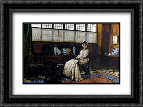 The Cradle Song 24x18 Black Ornate Wood Framed Art Print Poster with Double Matting by Grimshaw, John Atkinson