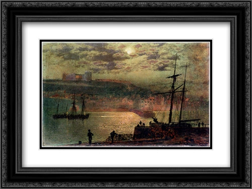 Whitby From Scotch Head 24x18 Black Ornate Wood Framed Art Print Poster with Double Matting by Grimshaw, John Atkinson