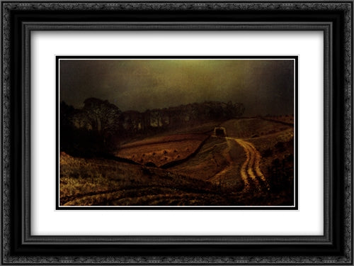 Under The Harvest Moon 24x18 Black Ornate Wood Framed Art Print Poster with Double Matting by Grimshaw, John Atkinson