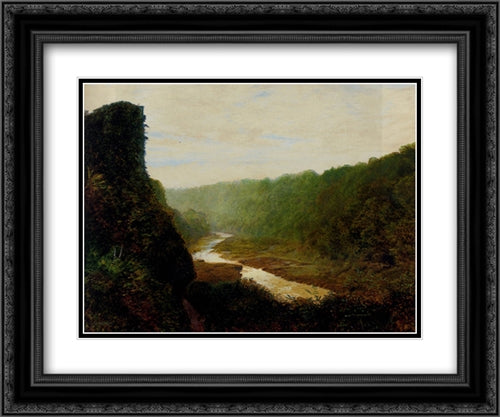 Landscape with a winding river 24x20 Black Ornate Wood Framed Art Print Poster with Double Matting by Grimshaw, John Atkinson