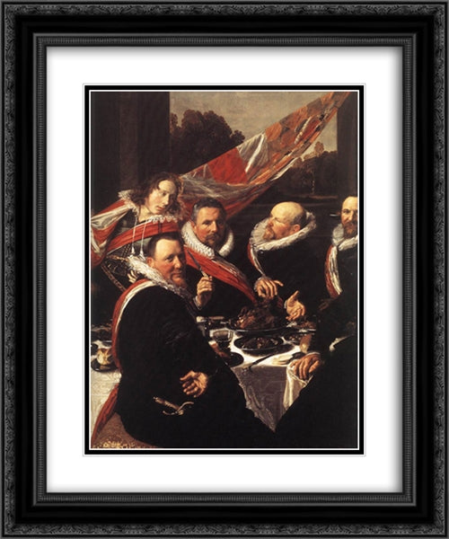 Banquet of the Officers of the St. George Civic Guard [detail] 20x24 Black Ornate Wood Framed Art Print Poster with Double Matting by Hals, Frans